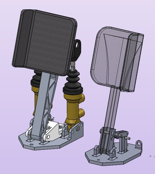 CAD render of the brake and throttle pedal assemblies